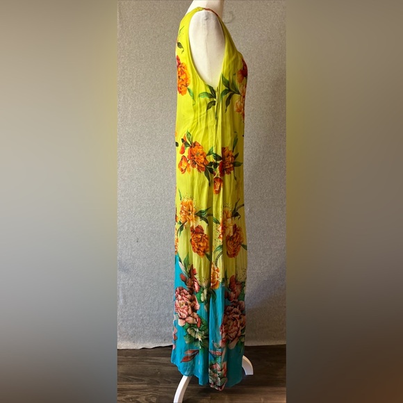 Soft Surroundings Dress Womens Medium Floral Sheath Sleeveless Crinkle Maxi Long - Picture 4 of 11